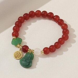 Elegant Red and Green Beaded Bracelet